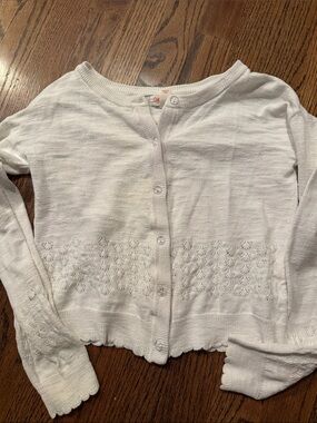 Cat & Jack girls White Button-Up Knit Cardigan sweater Sz 7/8